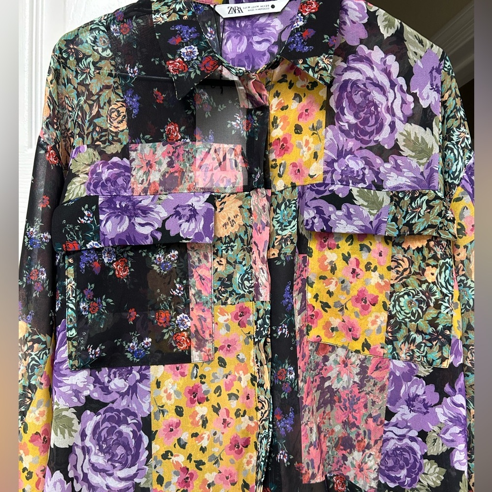 NWT Zara The Amelie Patchwork Floral Shirt | Whimsigoth Blouse | M - Picture 4 of 12